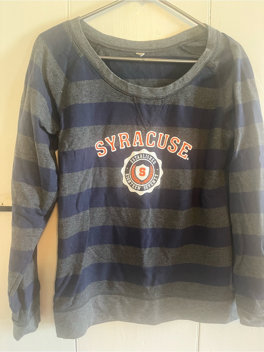 Syracuse Navy & Gray Striped Crewneck Sweatshirt